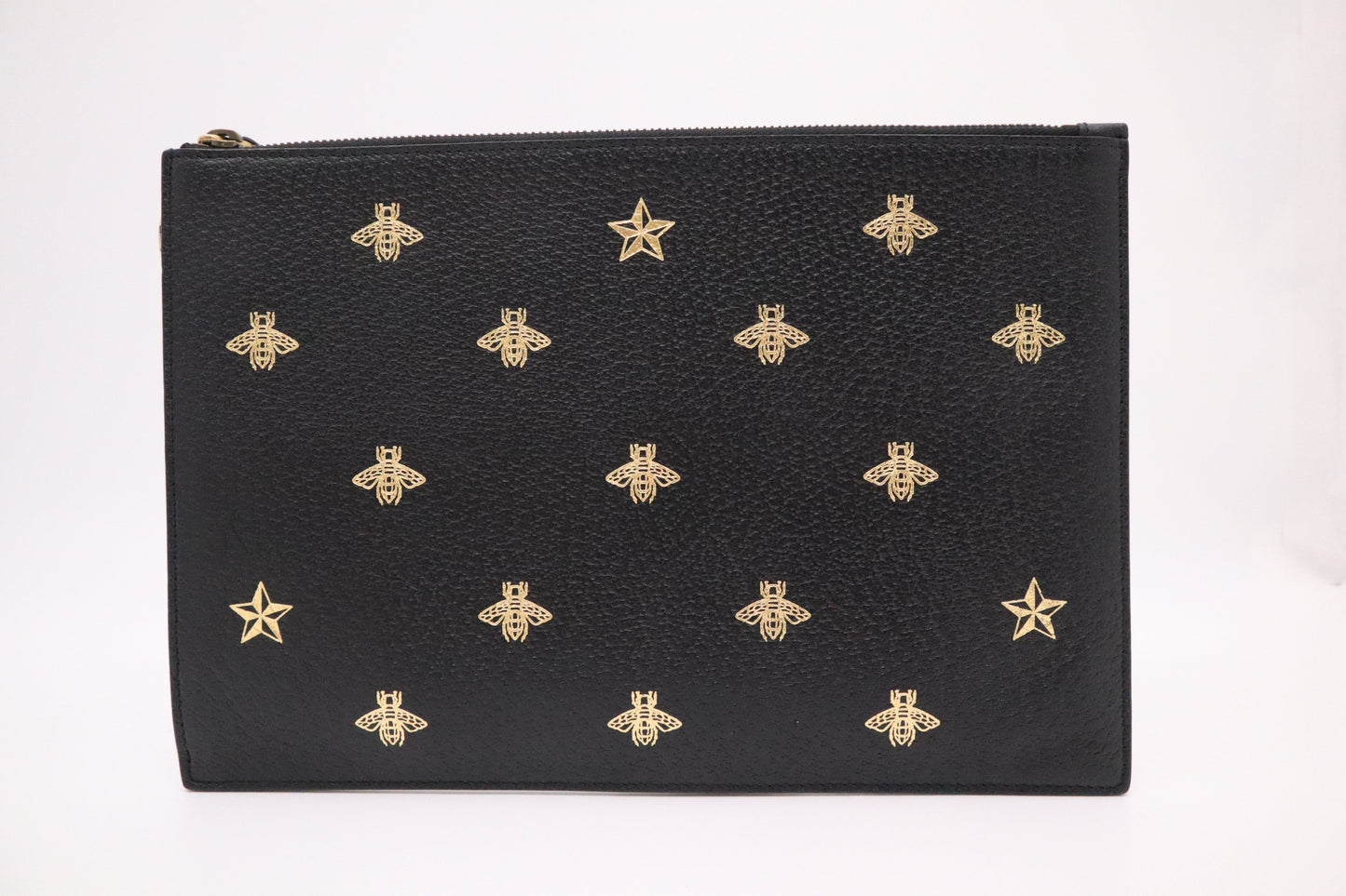 Gucci Bee Leather Black Clutch Bag