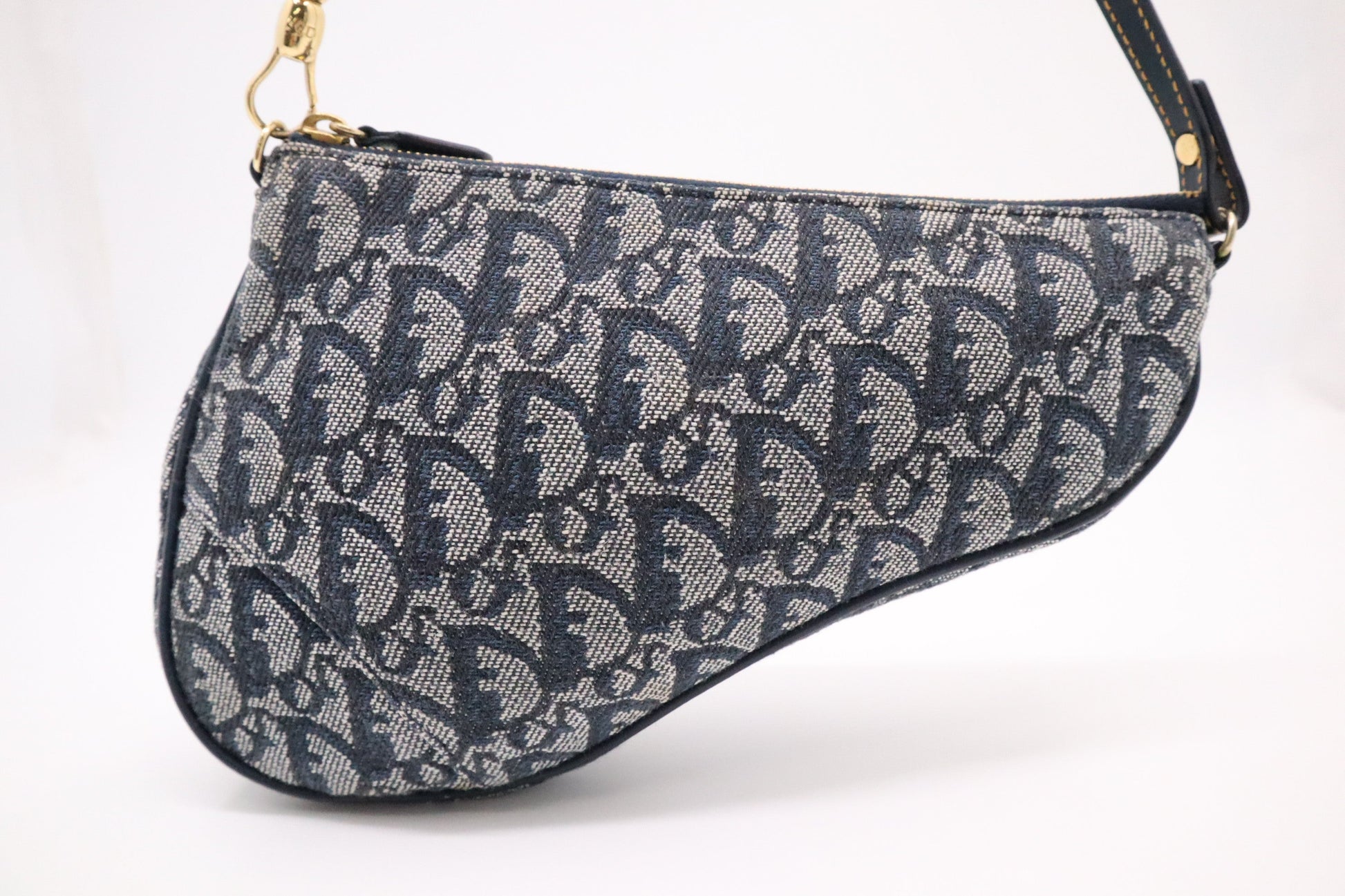 Dior Saddle Pochette In Navy Oblique Handbag Canvas Blue Travel Bag