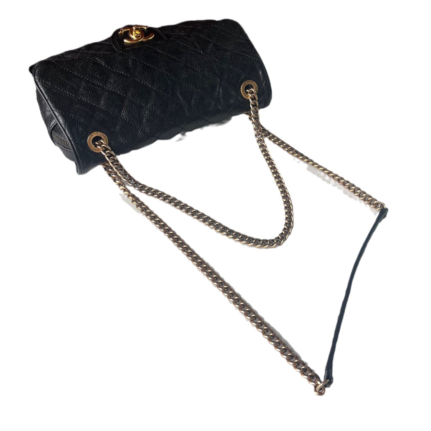 Chanel Shiva Flap Distressed Caviar Black Gold Shoulder Bag