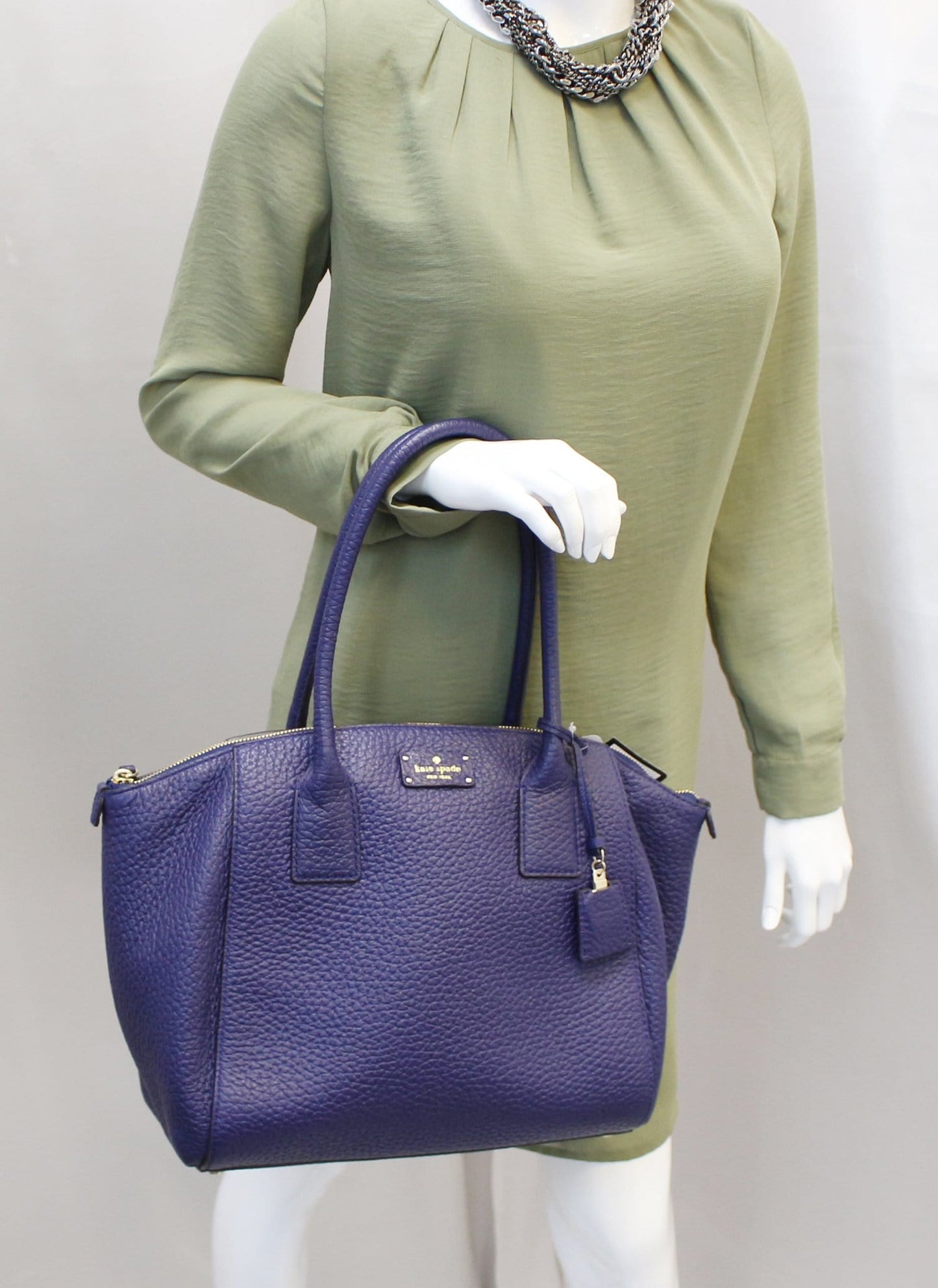 Kate Spade Pebbled Shoulder Bag Leather Blue