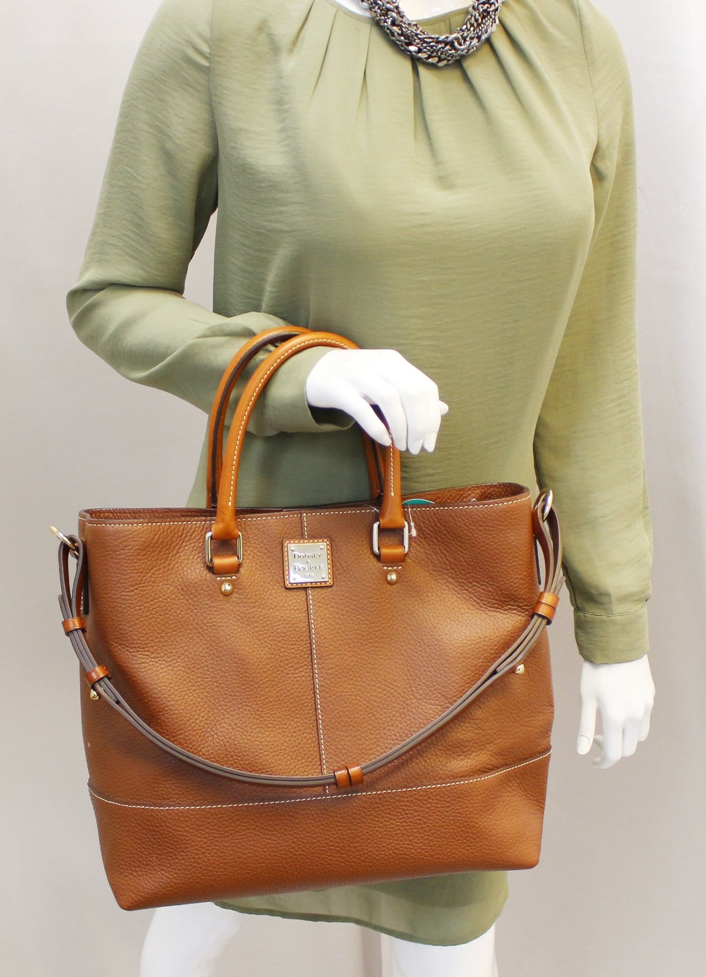Dooney And Bourke Top Handle Shoulder Bag Leather Brown