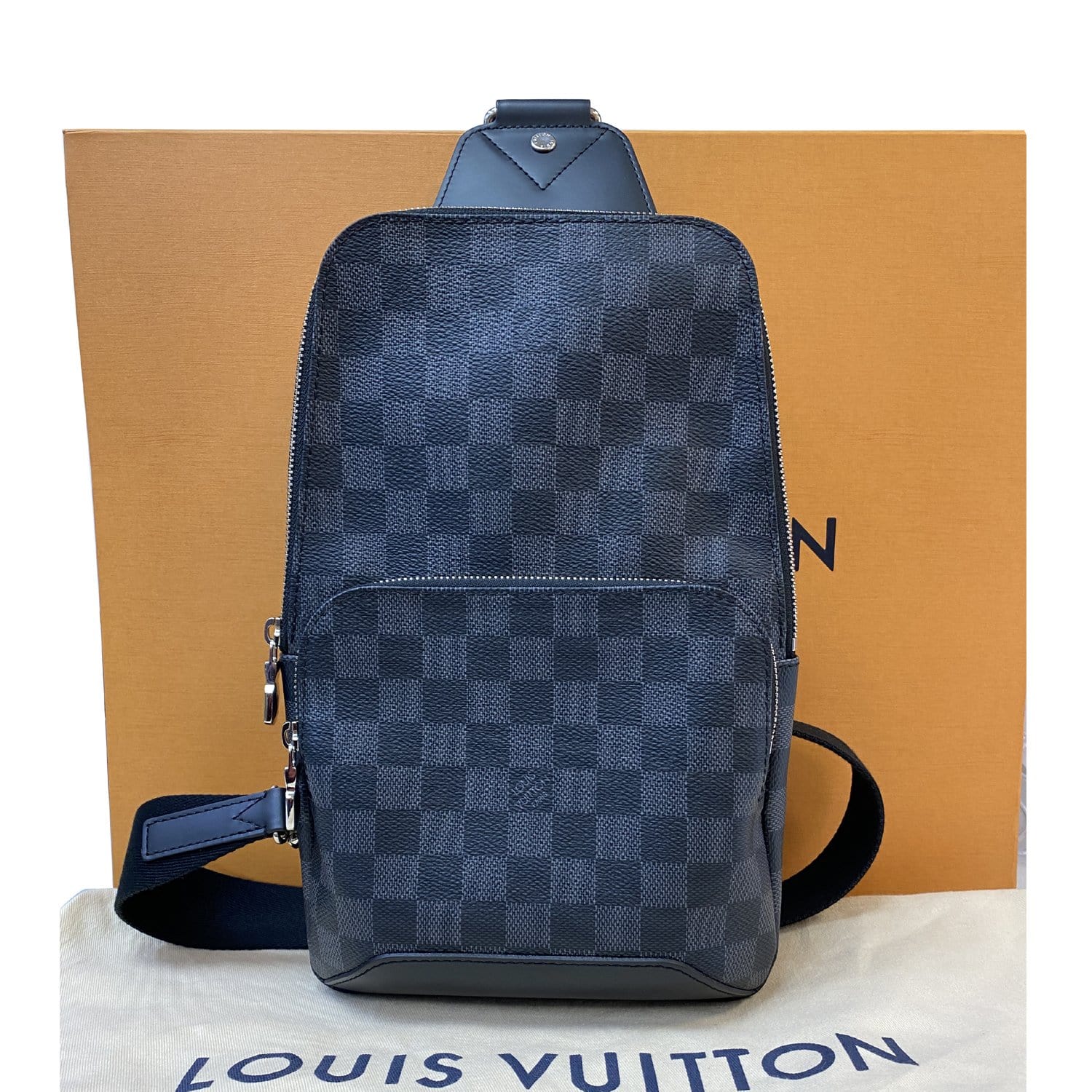 Louis Avenue Sling Damier Graphite Backpack Bag Black