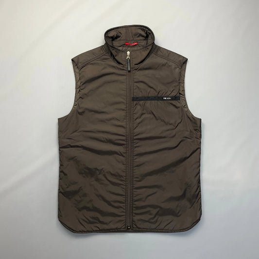 Prada Handbag Linea Rossa Dark Gilet Nylon Brown