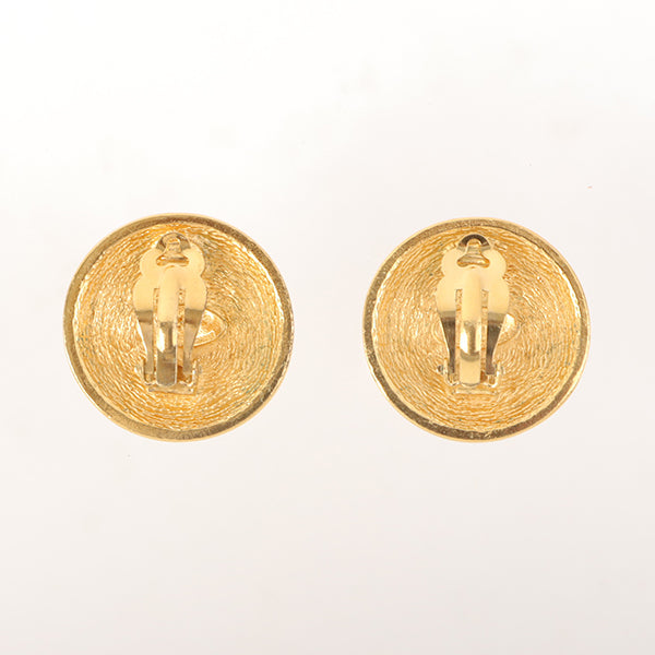 Chanel Quilting Desgin Round Cc Mark Earrings