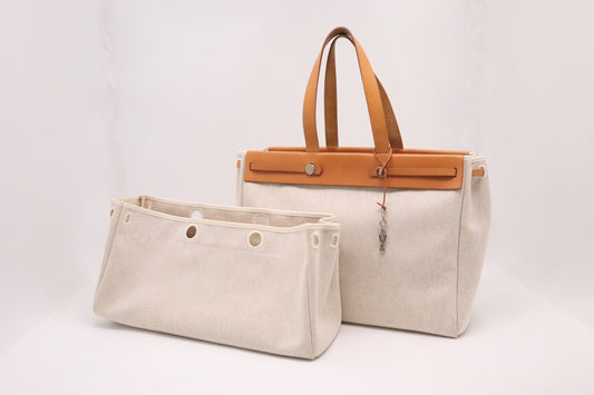 Hermes Herbag Cabas In Canvas White Travel Bag