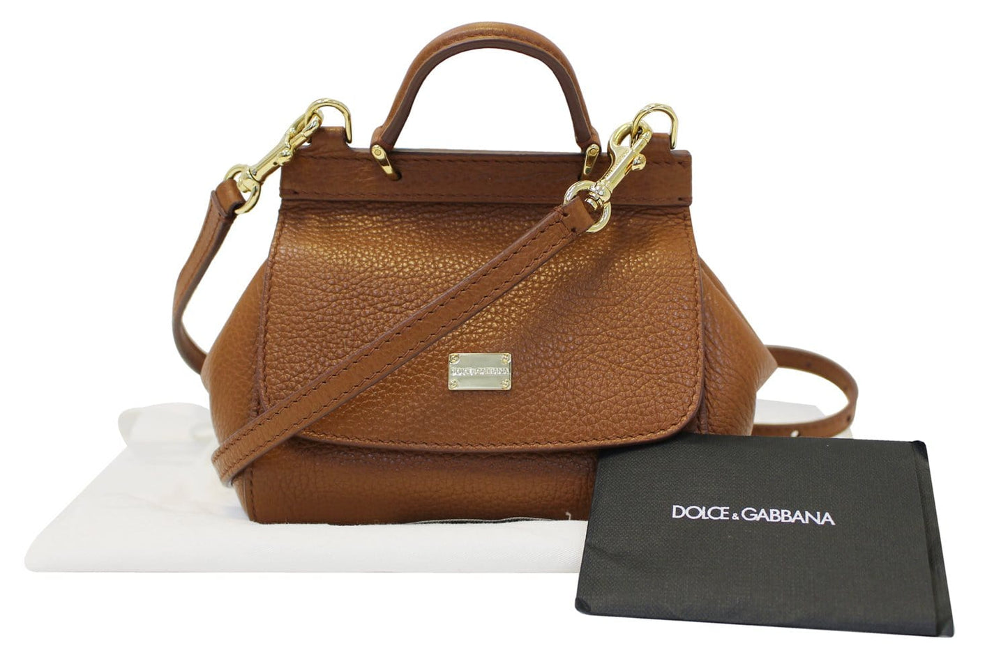 Dolce & Shoulder Bag Calf Sicily Leather Brown