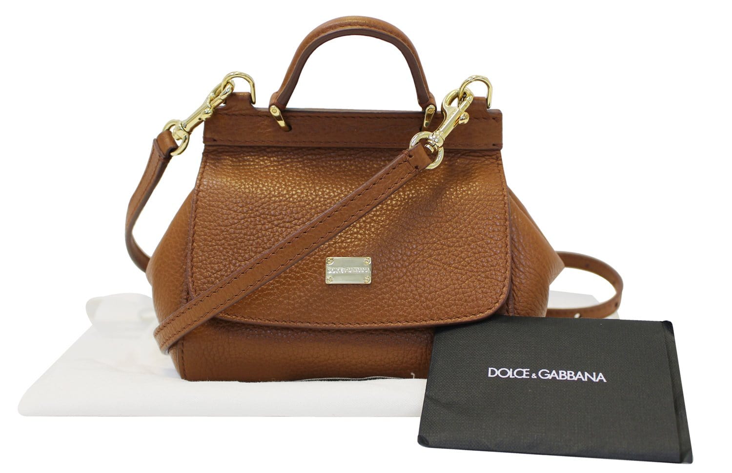 Dolce & Shoulder Bag Calf Sicily Leather Brown