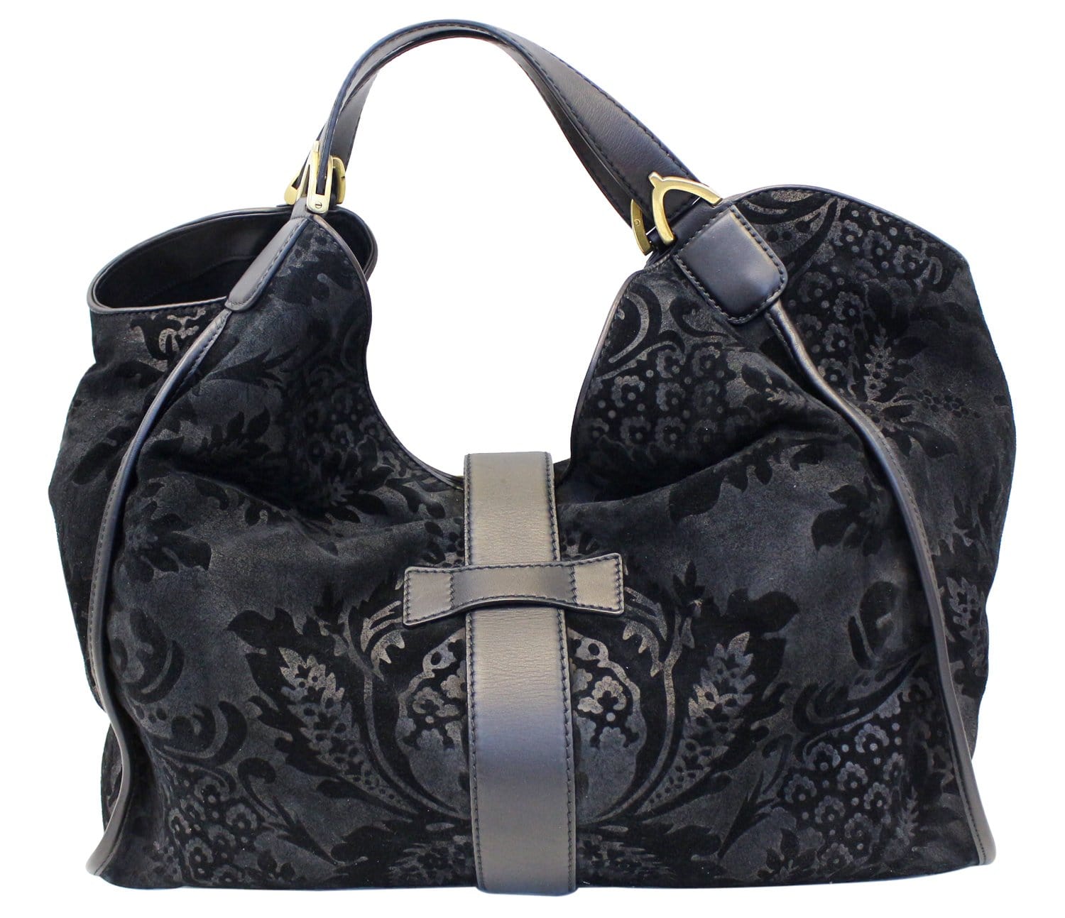Gucci Soft Stirrup Nubuck Shoulder Bag Sale Suede Black