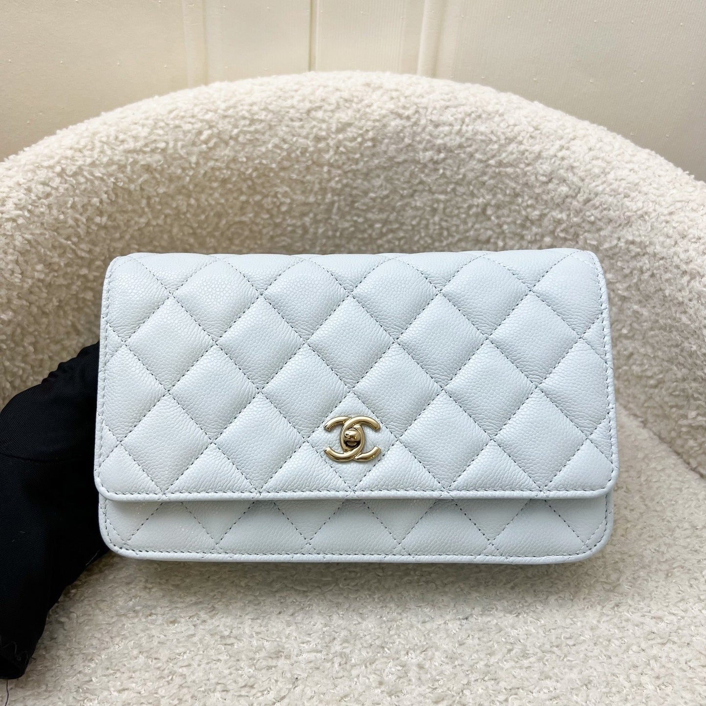 Chanel Classic Wallet on Chain WOC in 25S Baby Blue Caviar and Lghw Handbag