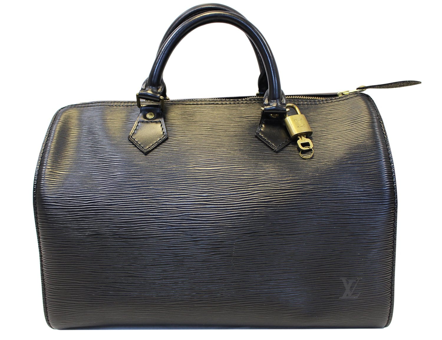 Louis Speedy Epi Satchel Bag Leather Black Travel Bag
