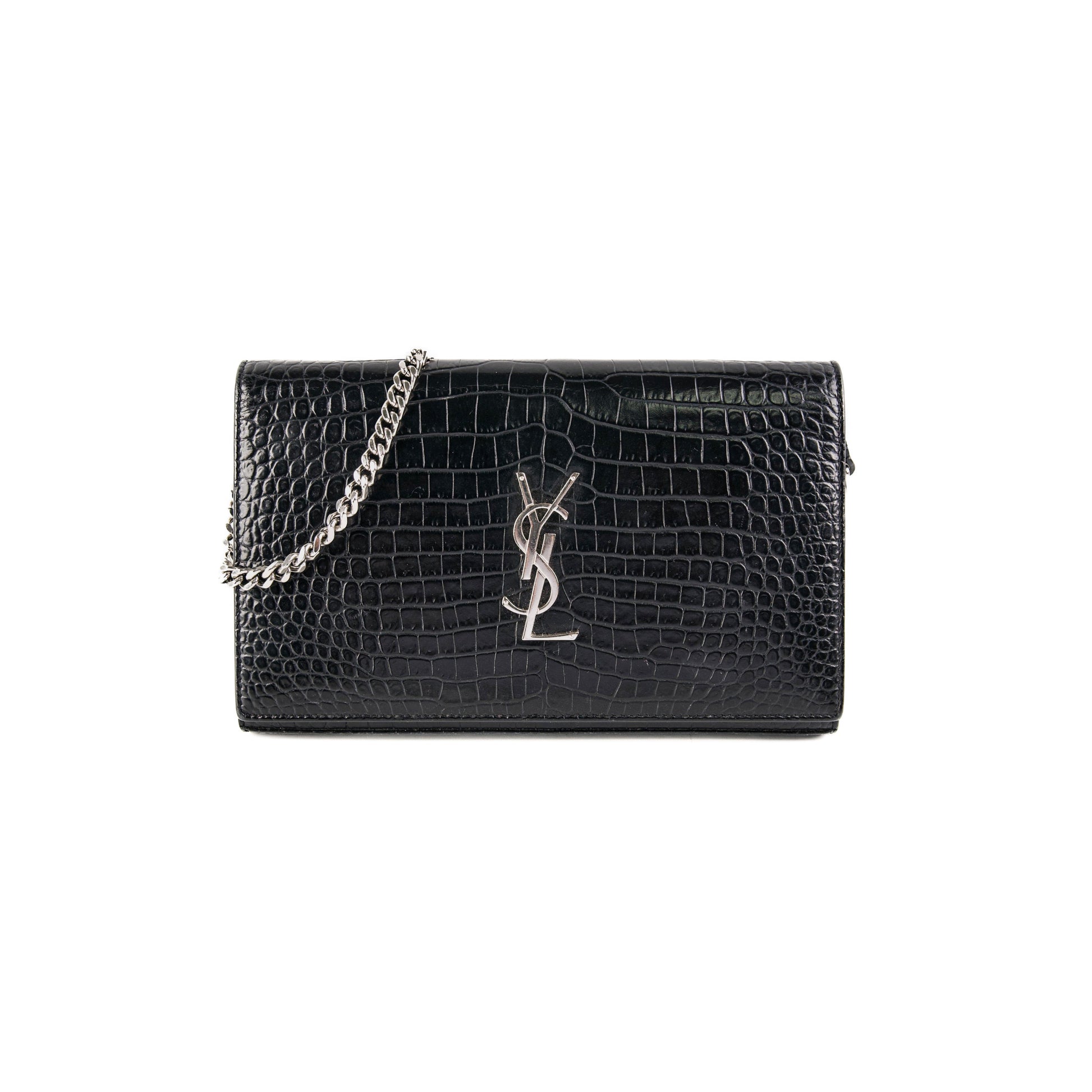 YSL Saint Laurent Croc Bag Black Crossbody Bag