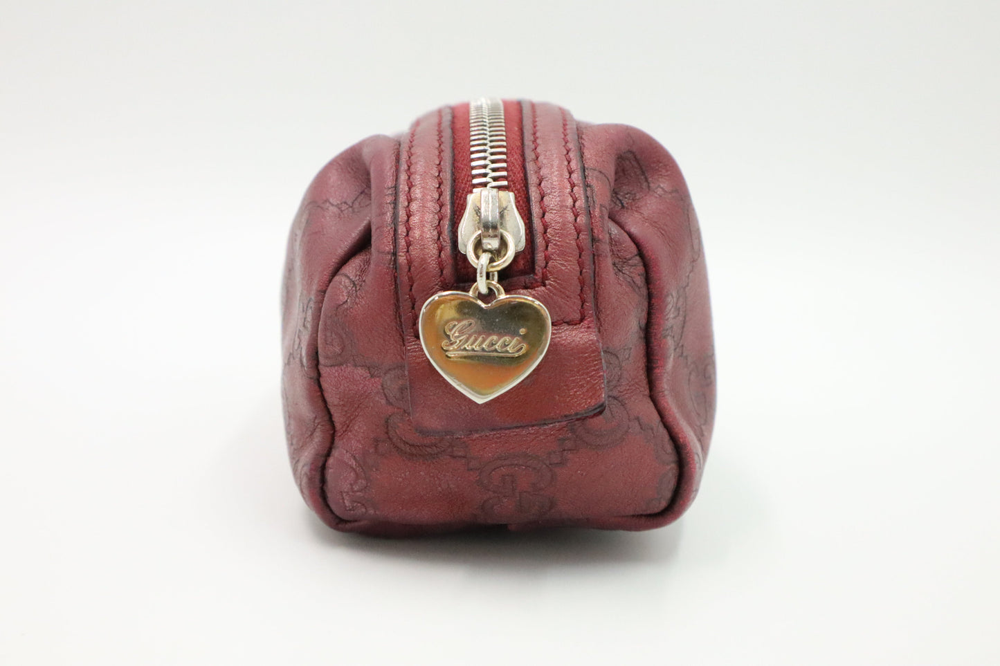 Gucci Cosmetics Pouch In Burgundy ssima Handbag Leather Travel Bag
