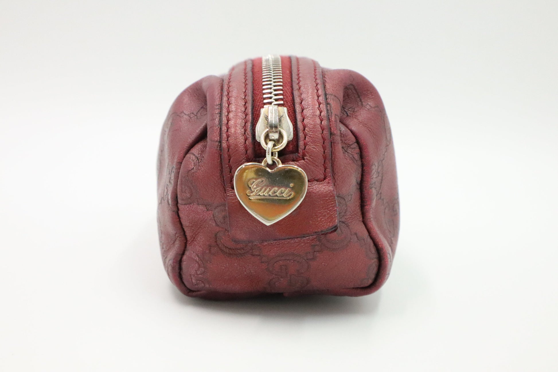Gucci Cosmetics Pouch In Burgundy ssima Handbag Leather Travel Bag