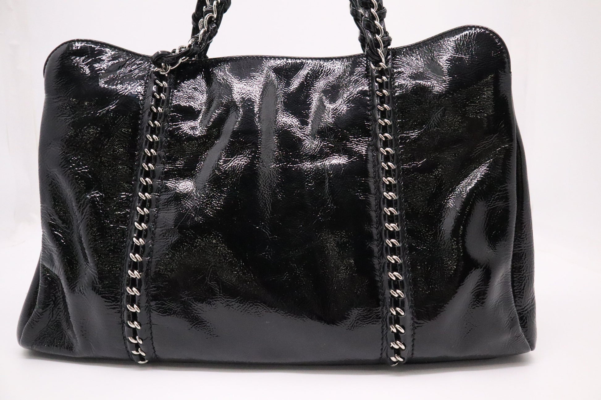 Chanel Patent Black Leather Shoulder Bag Patent Leather