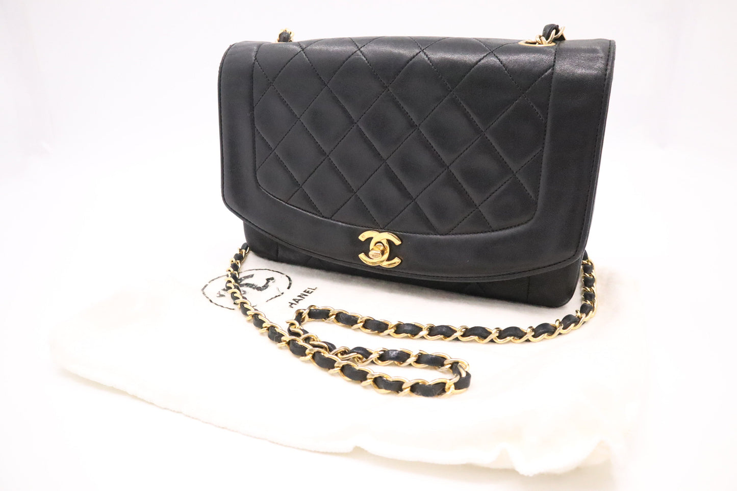 Chanel Diana Black Leather Handbag Black Leather