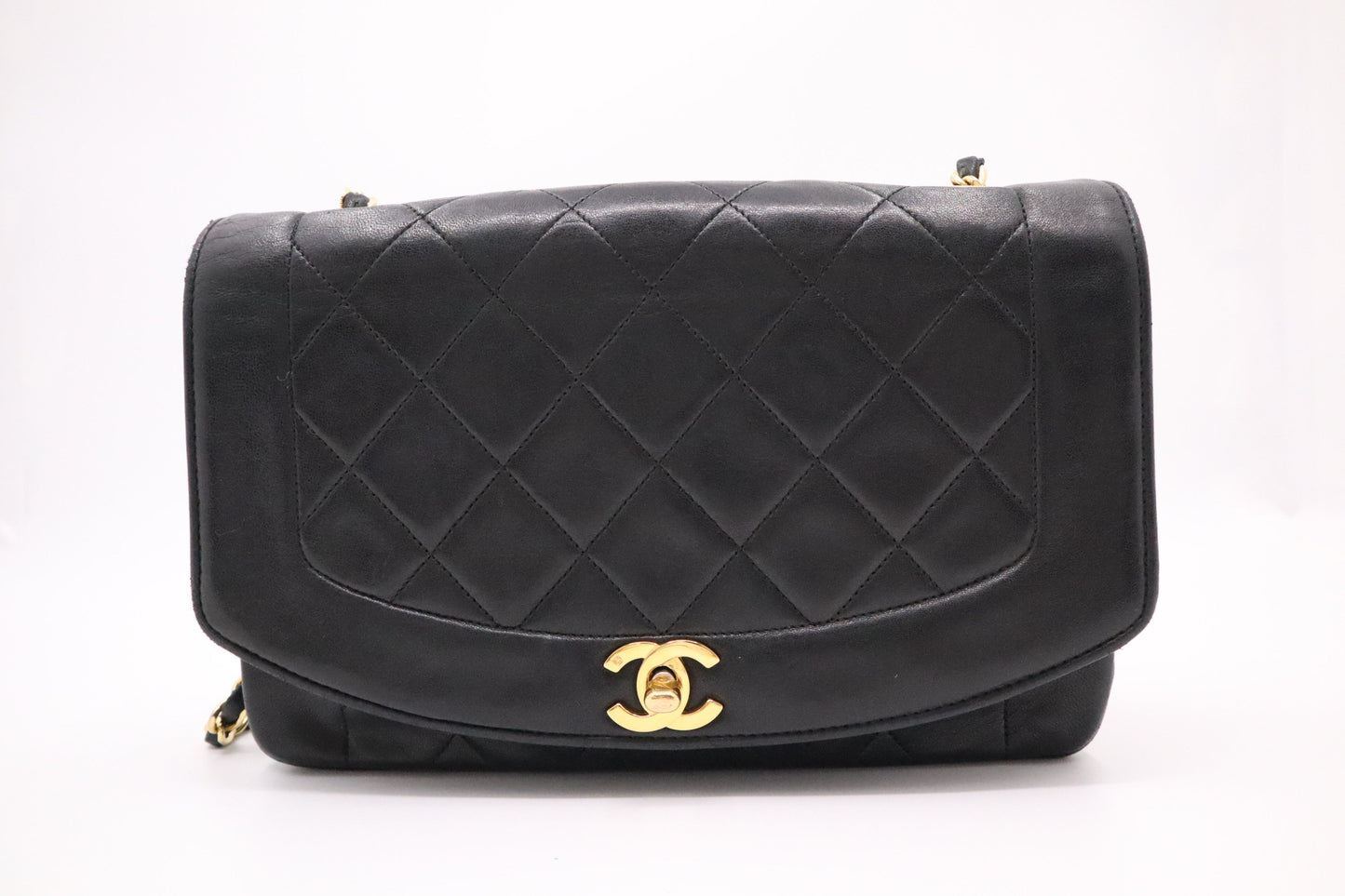 Chanel Diana Black Leather Handbag Black Leather