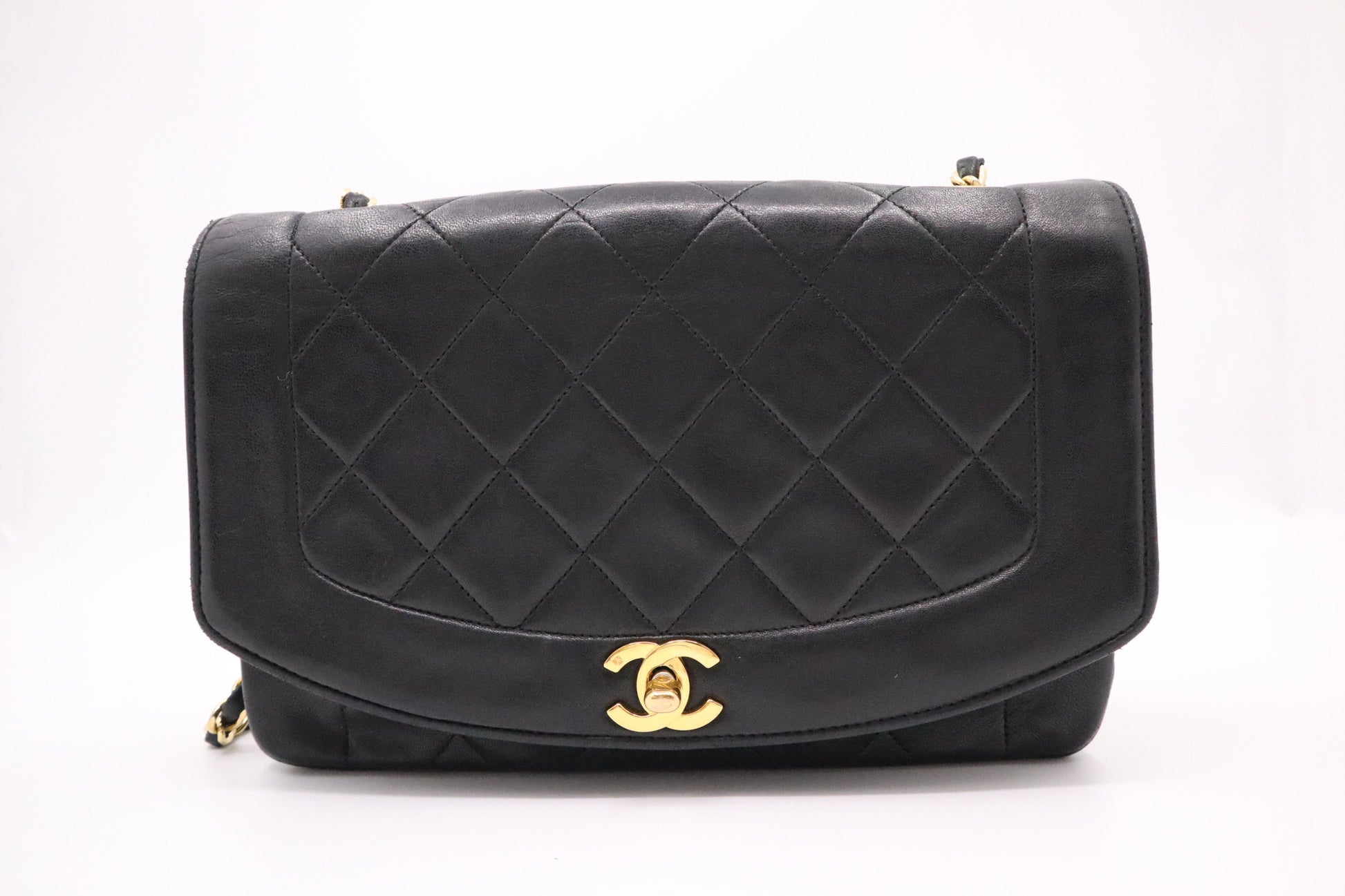 Chanel Diana Black Leather Handbag Black Leather