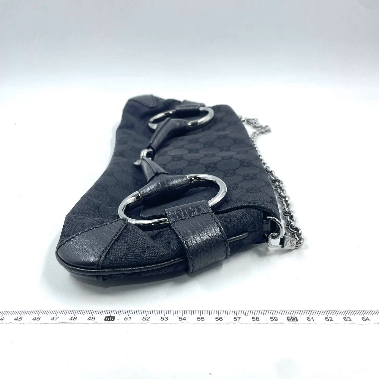 Gucci Horsebit Cloth Monogram Black Shoulder Bag