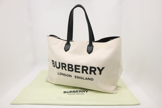 Burberry Tote In Canvas White Large Tote Bag