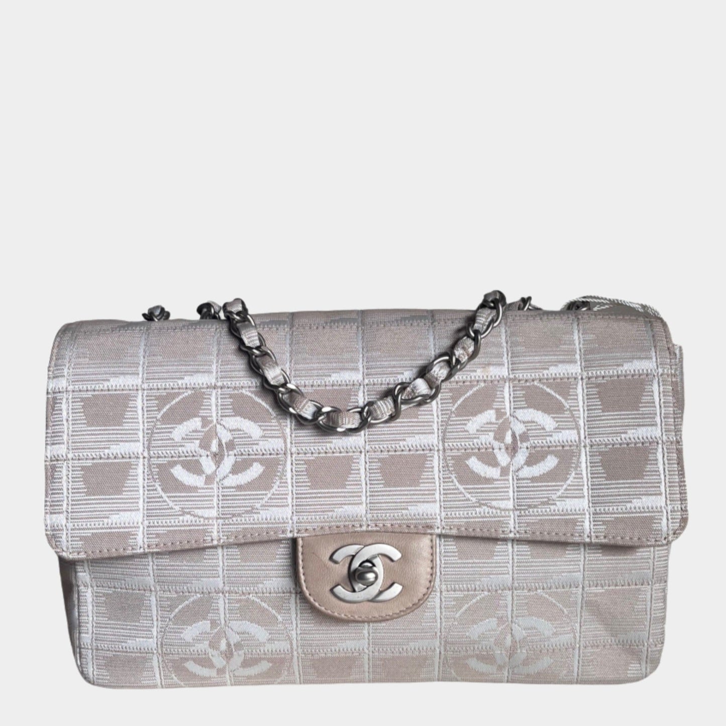 Chanel Ice Cube Classic Flap - Line Beige Canvas Travel Bag
