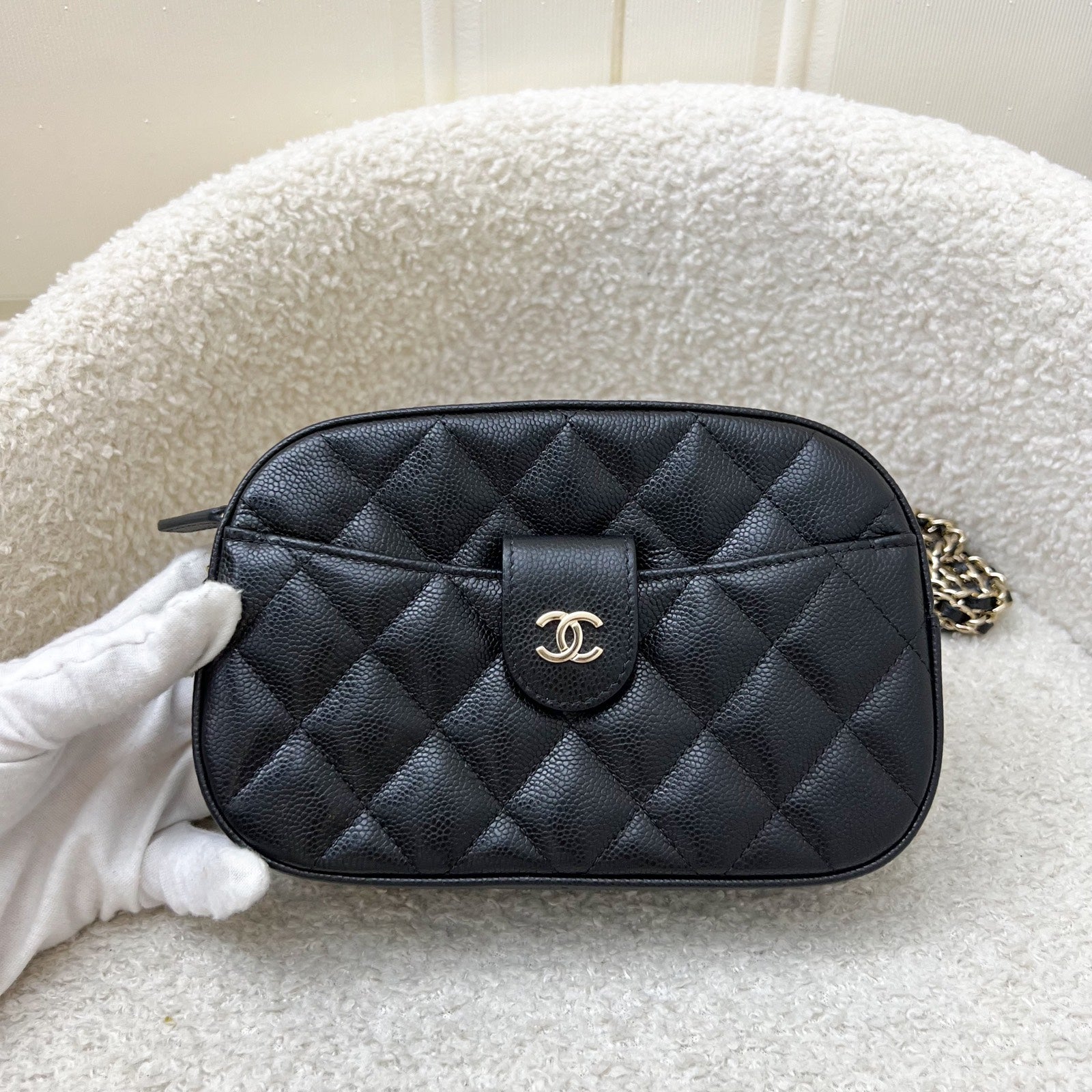 Chanel 24S Mini Camera Bag in Black Caviar and Lghw