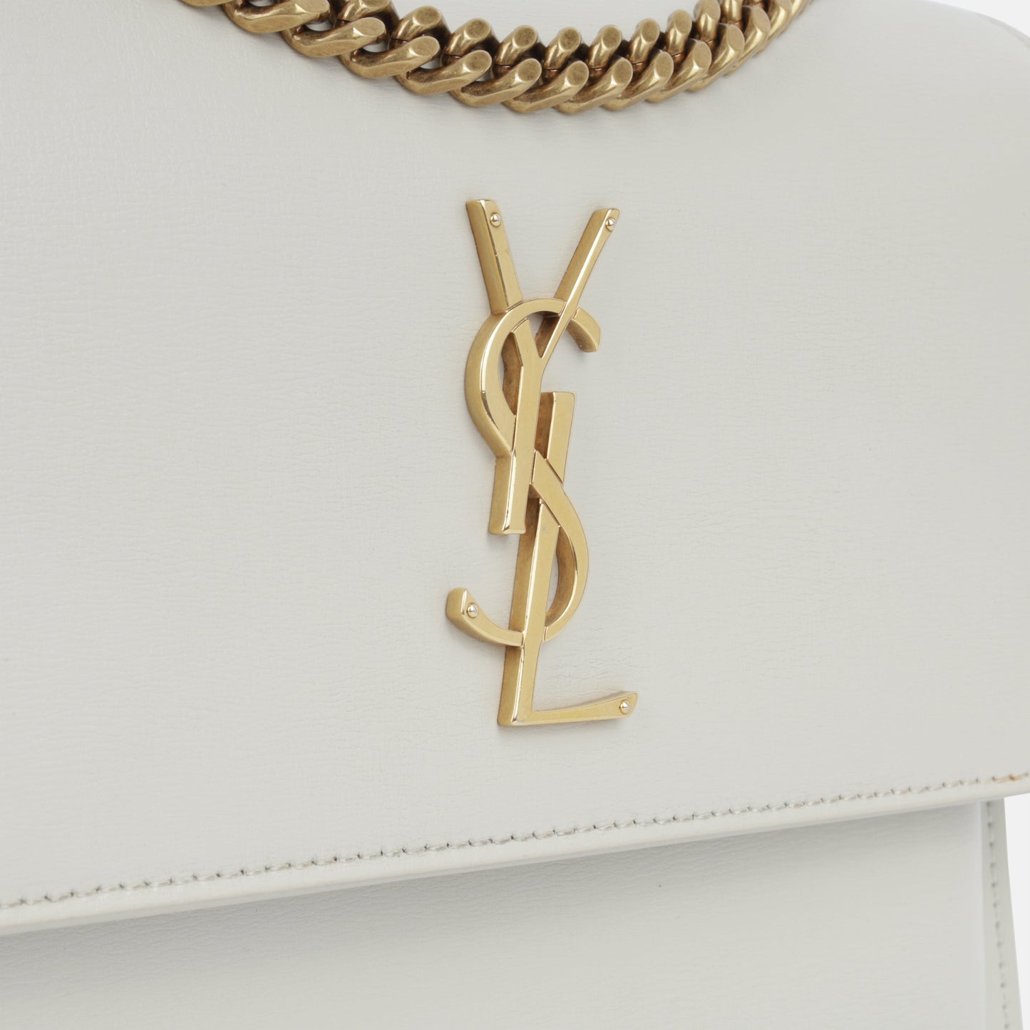 YSL Saint Laurent Sunset Crossbody Bag Medium Stone Calfskin Ghw