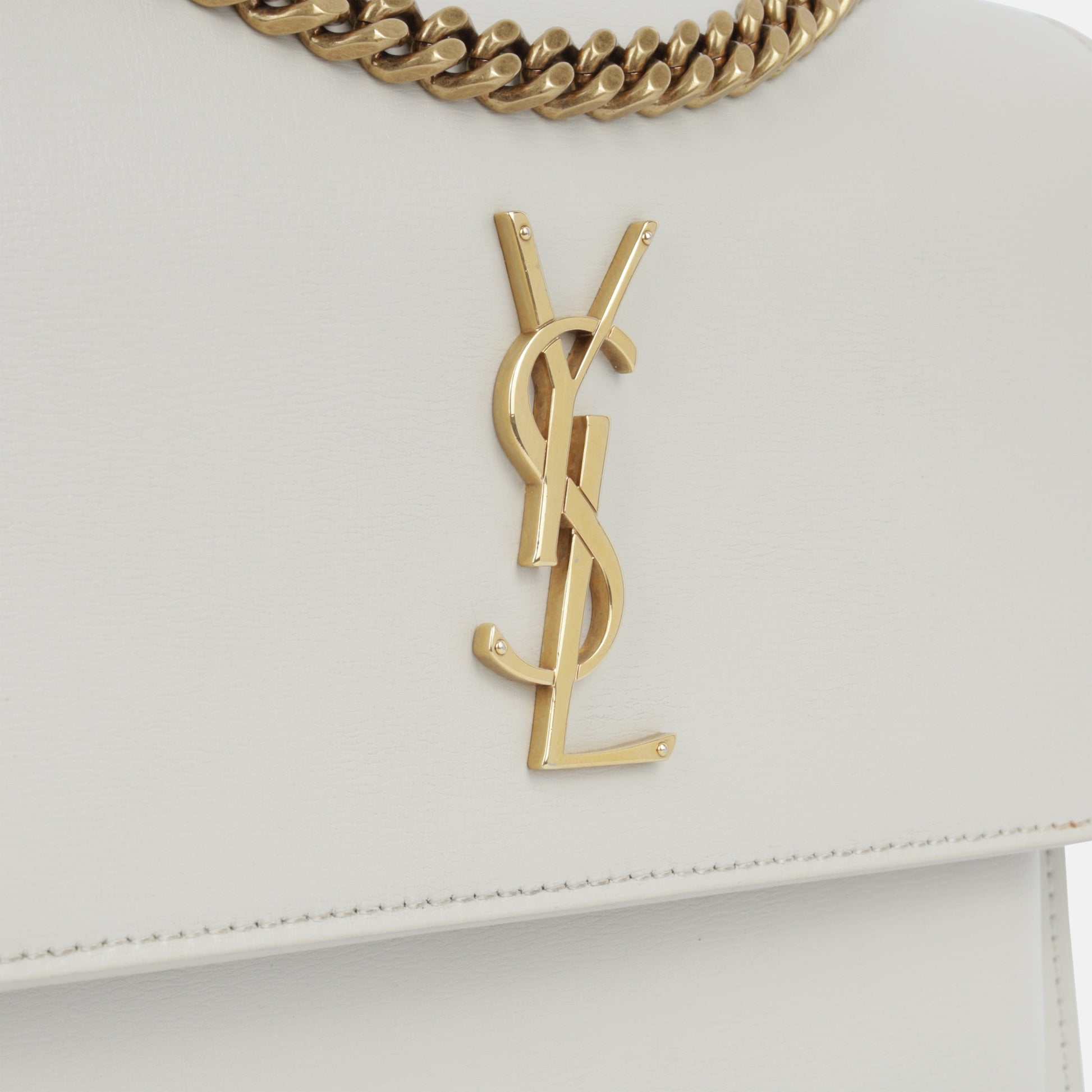 YSL Saint Laurent Sunset Crossbody Bag Medium Stone Calfskin Ghw