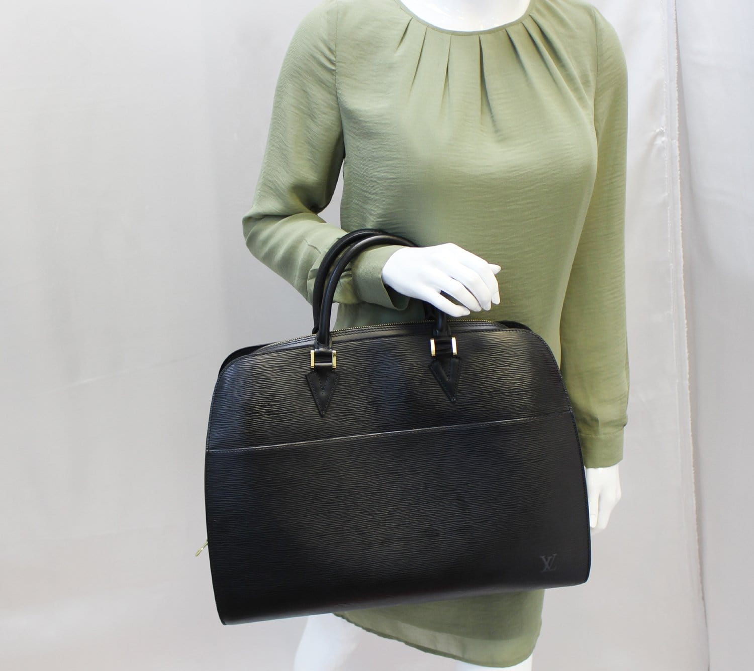 Louis Epi Sorbonne Briefcase Bag Leather Black Travel Bag