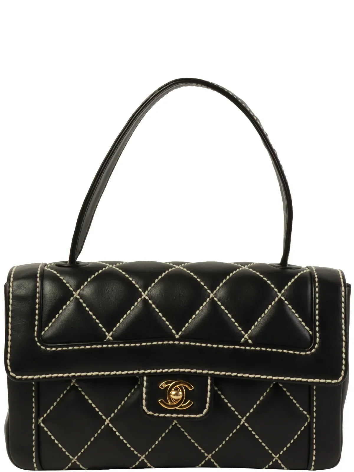 Chanel Around  Made Wild Stitch Turn-Lock Top Handle Bag Black