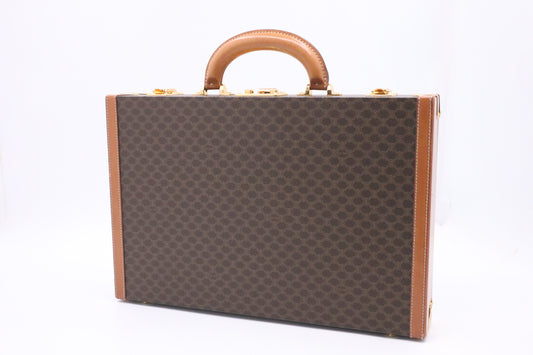 Celine Briefcase In Macadam Handbag Canvas Brown Travel Bag