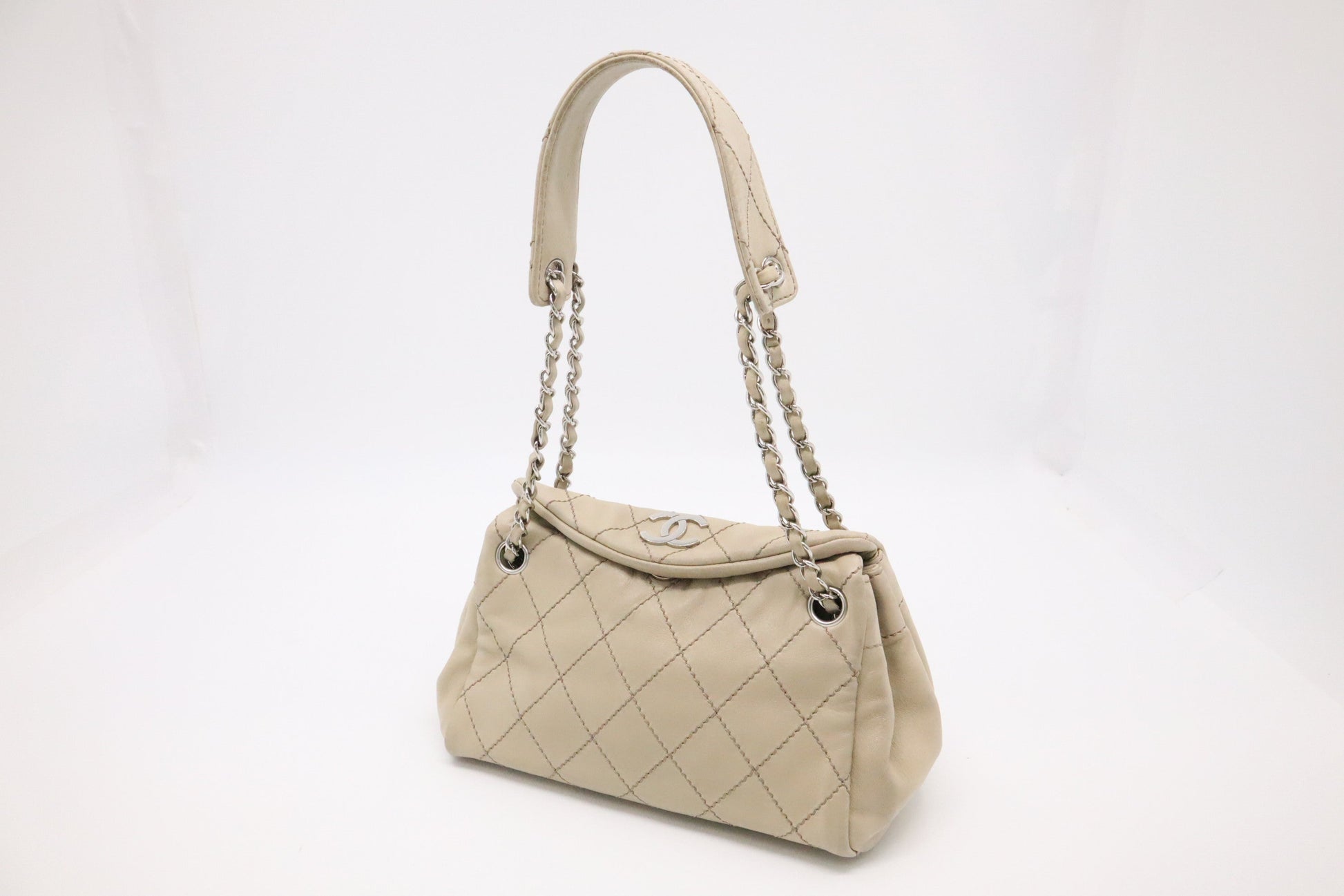 Chanel Beige Leather 1 Shoulder Bag