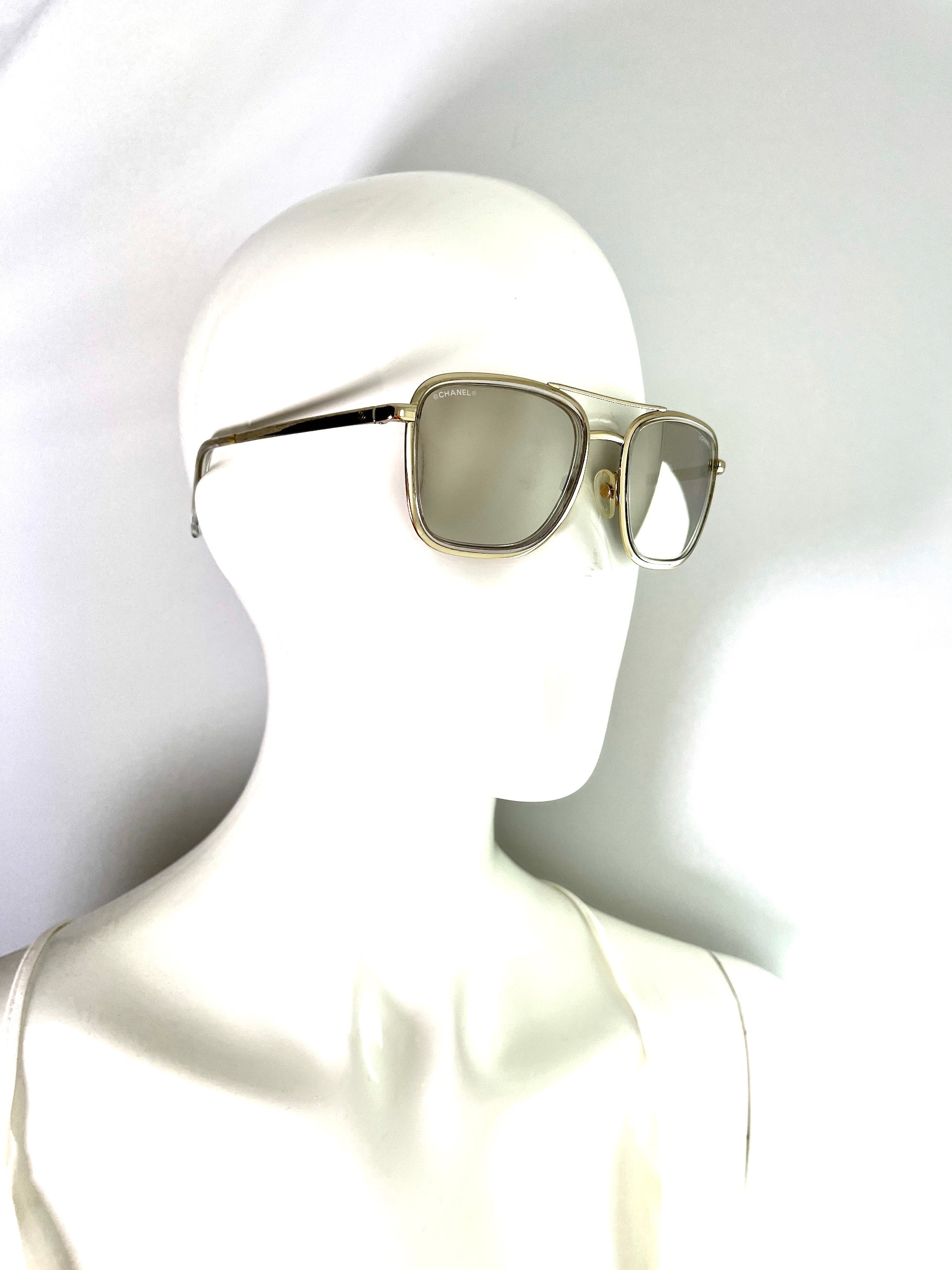 Chanel Aviator Ed 4241 Gold CC Sunglasses
