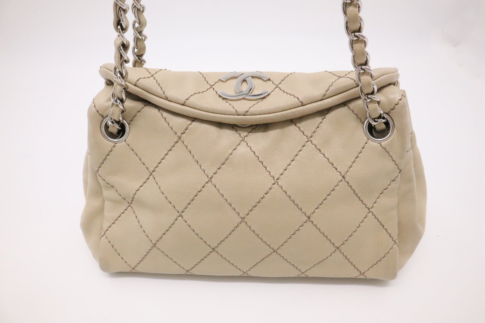 Chanel Beige Leather 1 Shoulder Bag