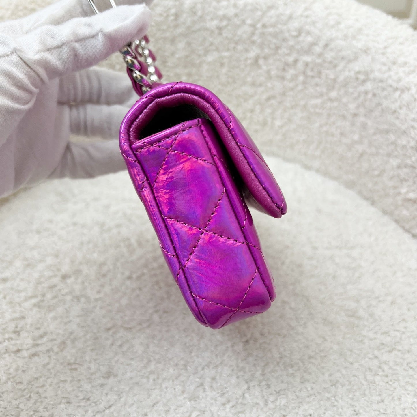 Chanel 24C Micro VIP Clutch in Fuchsia Pink Iridescent   Goatskin SHW