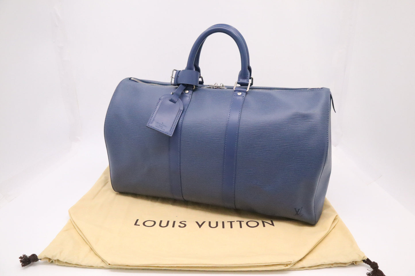 Louis Vuitton Keepall 45 Navy Epi Leather Blue Travel Bag