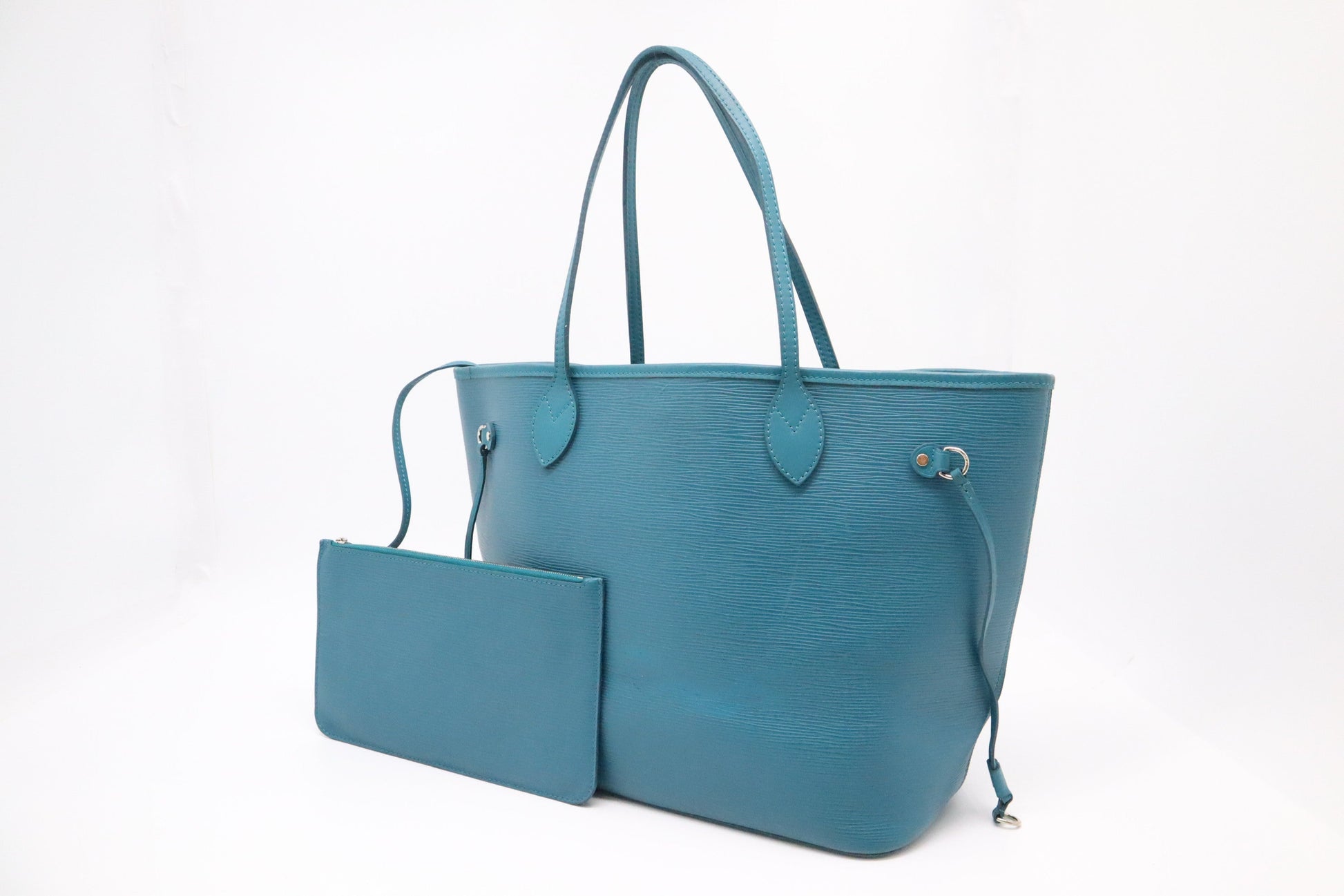 Louis Vuitton Neverfull MM Teal Epi Leather Tote Bag
