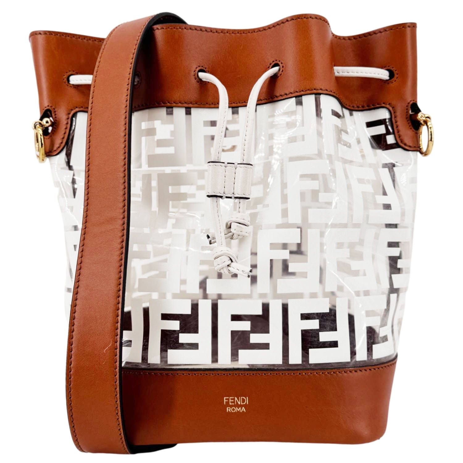 Fendi Mon Tresor Tpu Ff Aura Drawstring Bag Vitello White Bucket Bucket Bag