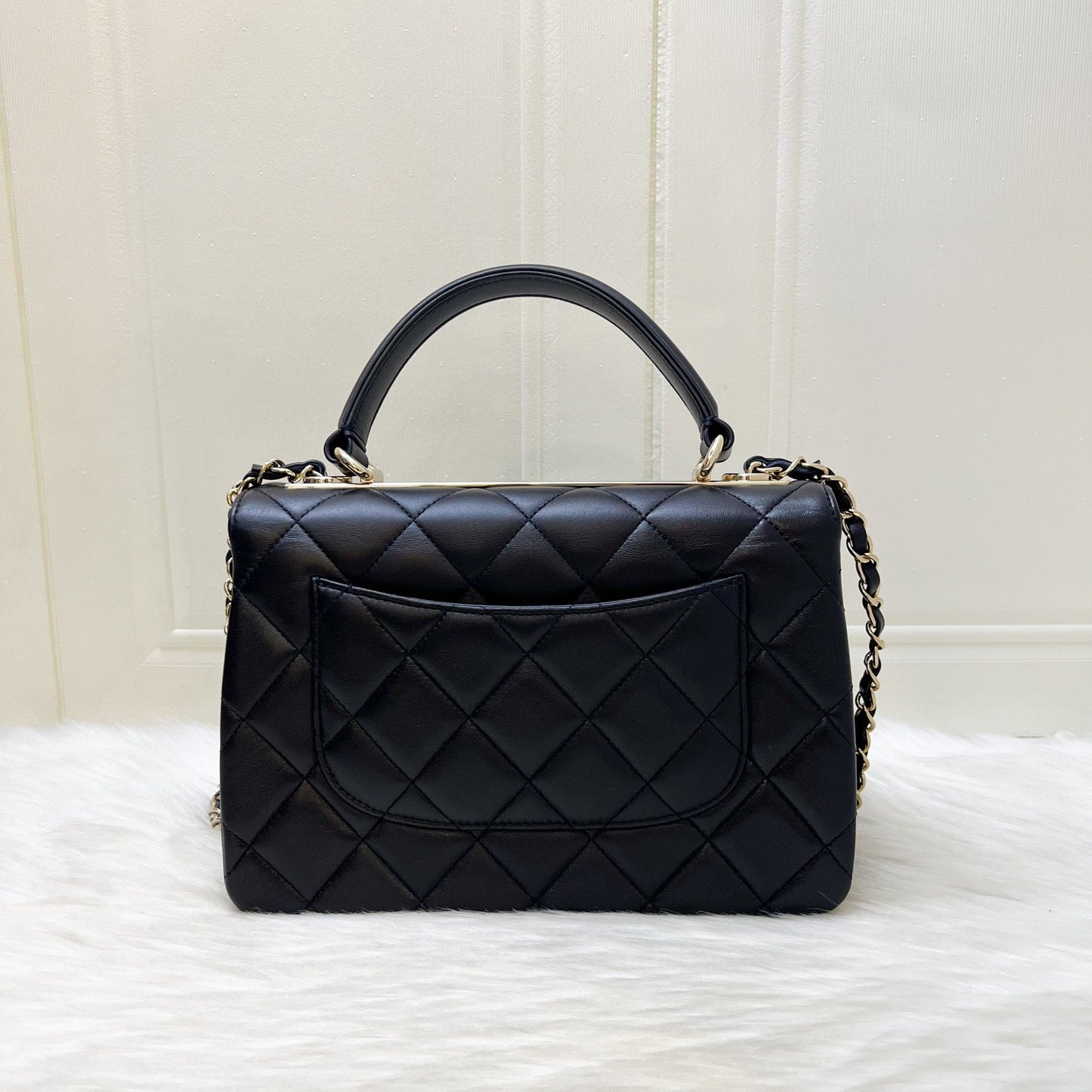 Chanel Small Trendy CC Top Handle Flap in Navy Blue Lambskin and LGHW