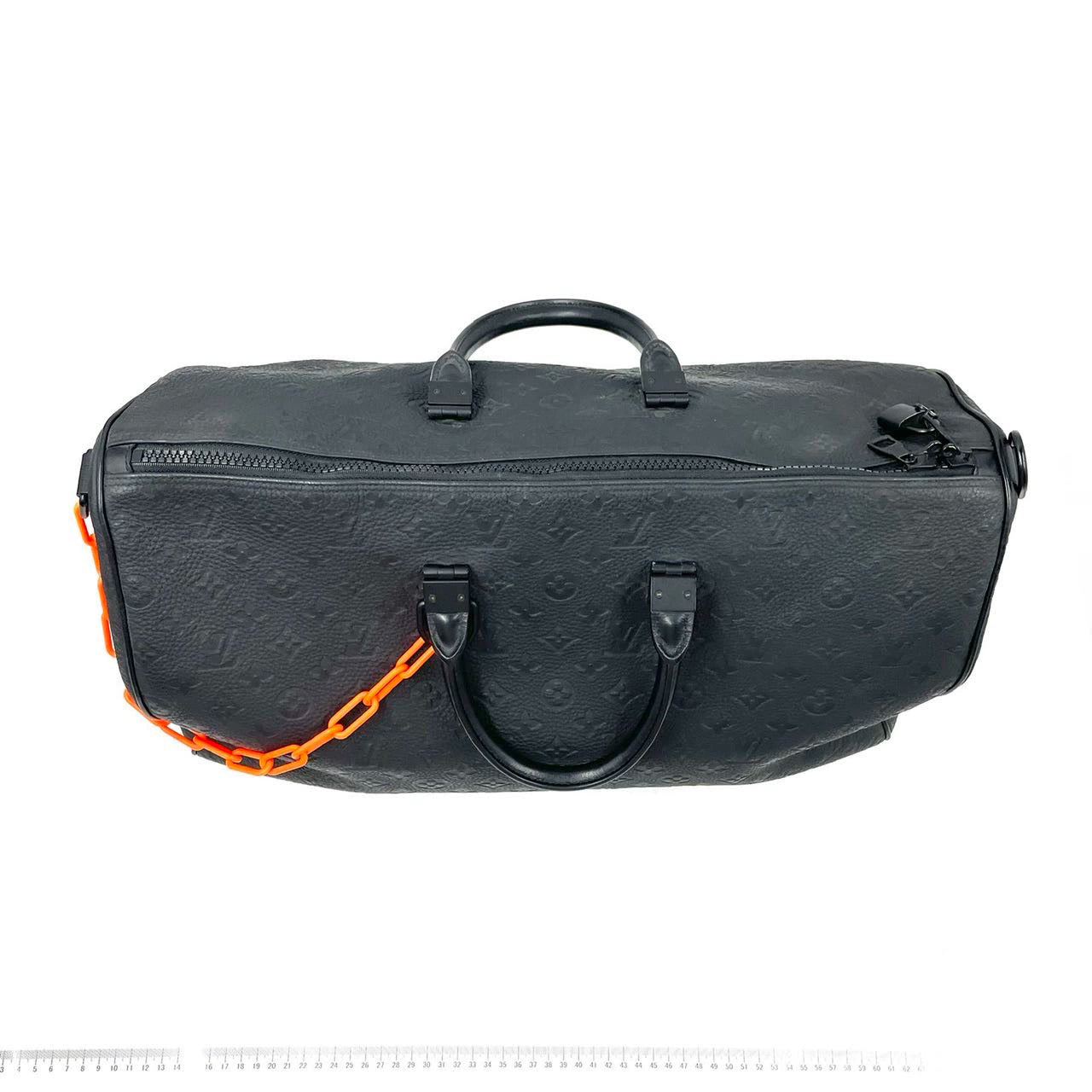 Louis Vuitton Keepall Bandouliere 50 Absolute Virgil Monogram Black Orange Travel Bag