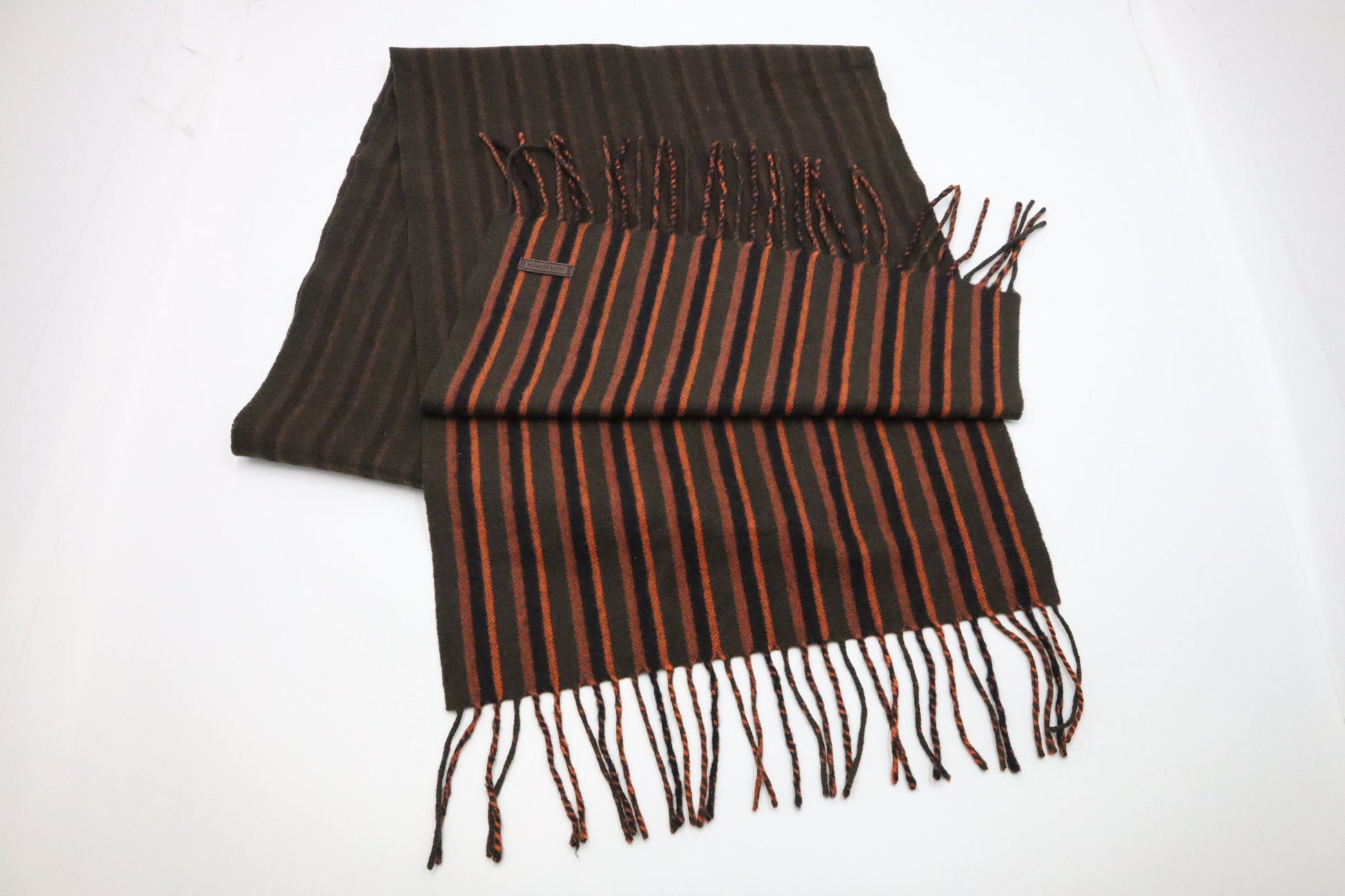 Louis Vuitton Striped Scarf Wool Cashmere Brown Orange