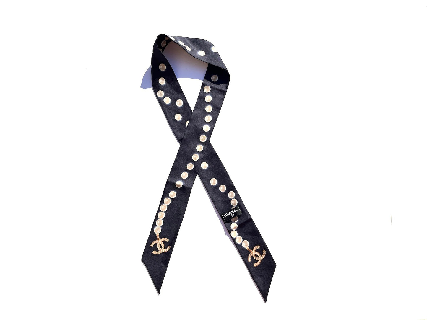 Chanel Pearl Silk Pearl Print CC Logo Scarf Handbag