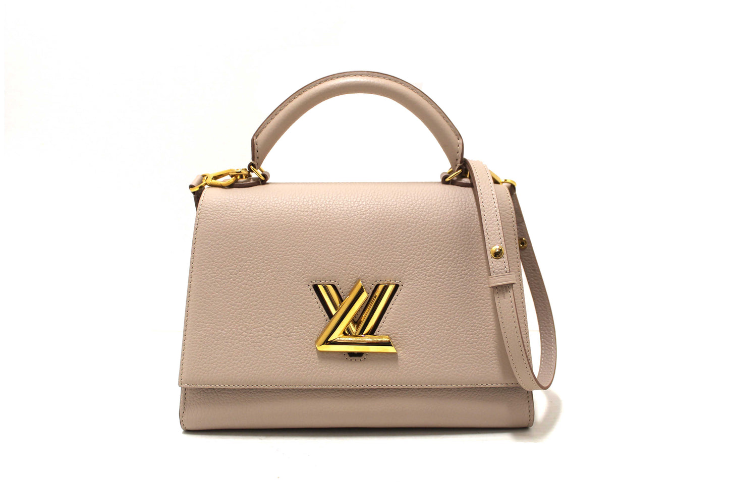 Louis Vuitton Greige Grey Taurillon Leather Twist One Handle MM Bag