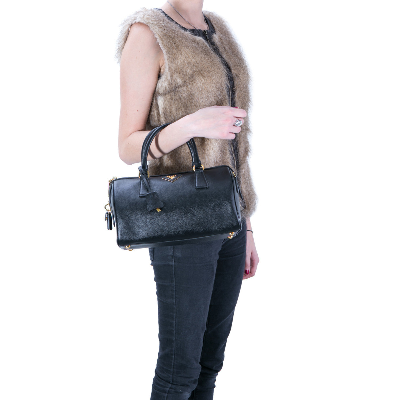 Prada Lux Boston Shoulder Bag Saffiano Lux Boston 1