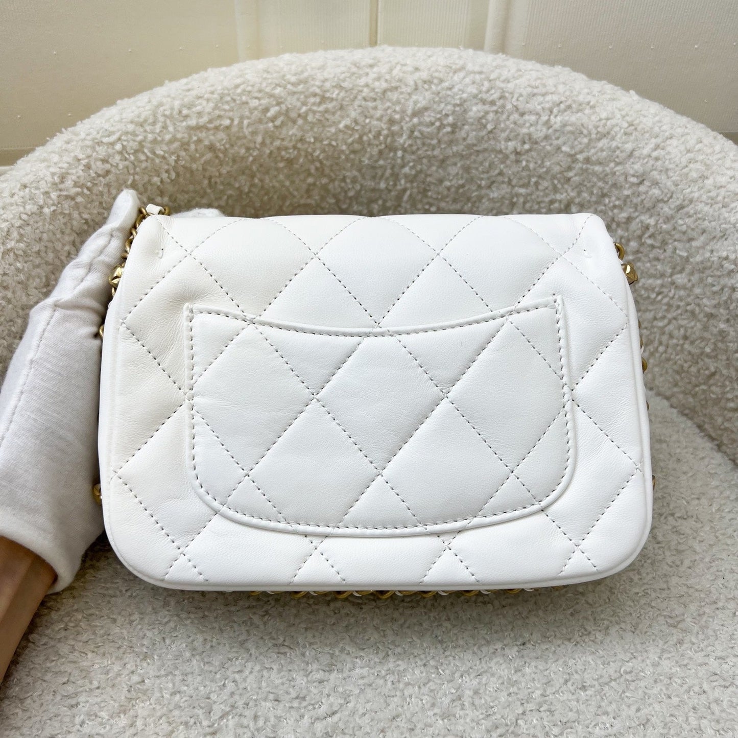 Chanel Seasonal Flap in White Lambskin and Aghw Handbag