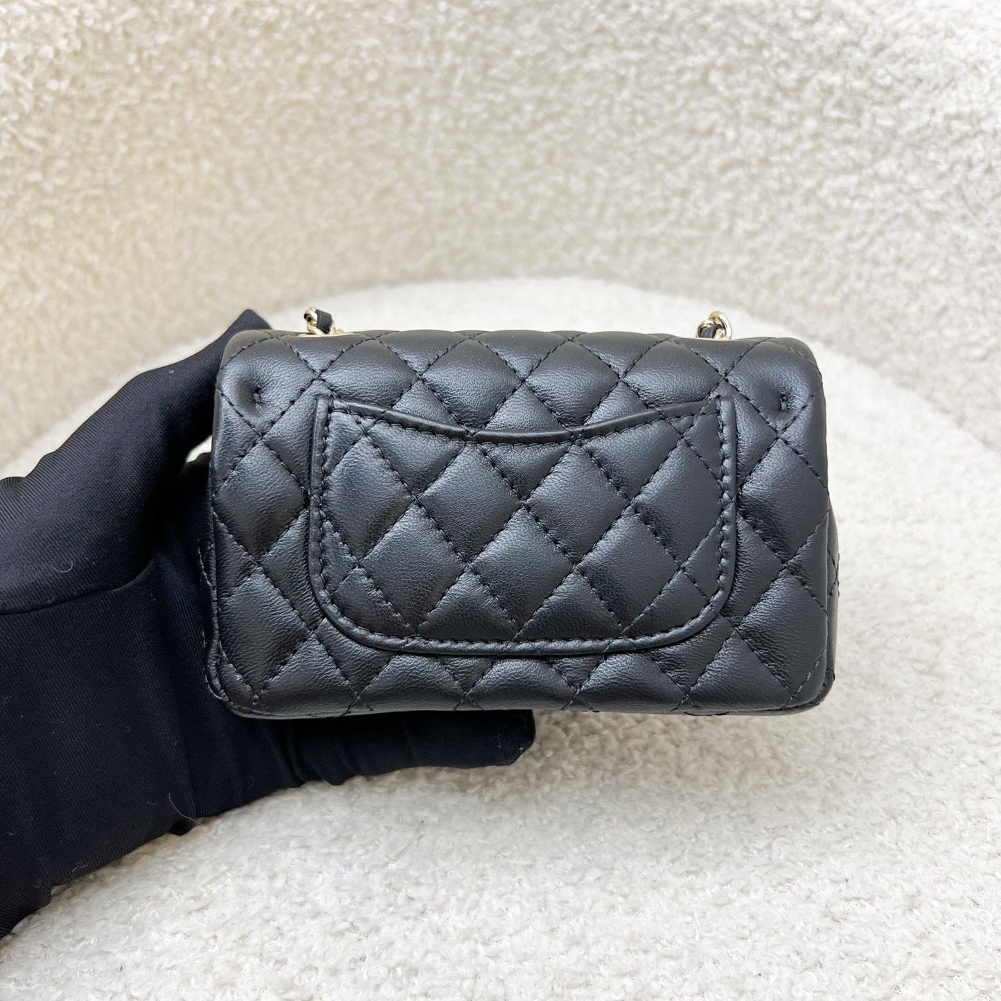 Chanel Classic Mini Bag With Hook Bag Charm With Pearls And Crystals In Black Lambskin And Lghw (model: AP4760) 2
