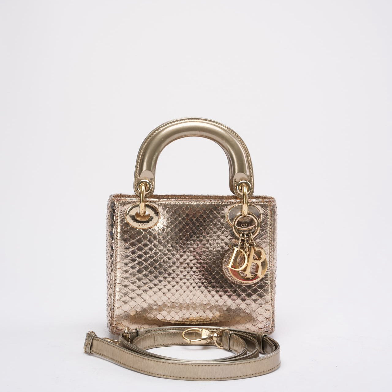 Dior Bag Lady Bag in Leather Python Gold Mini Bag