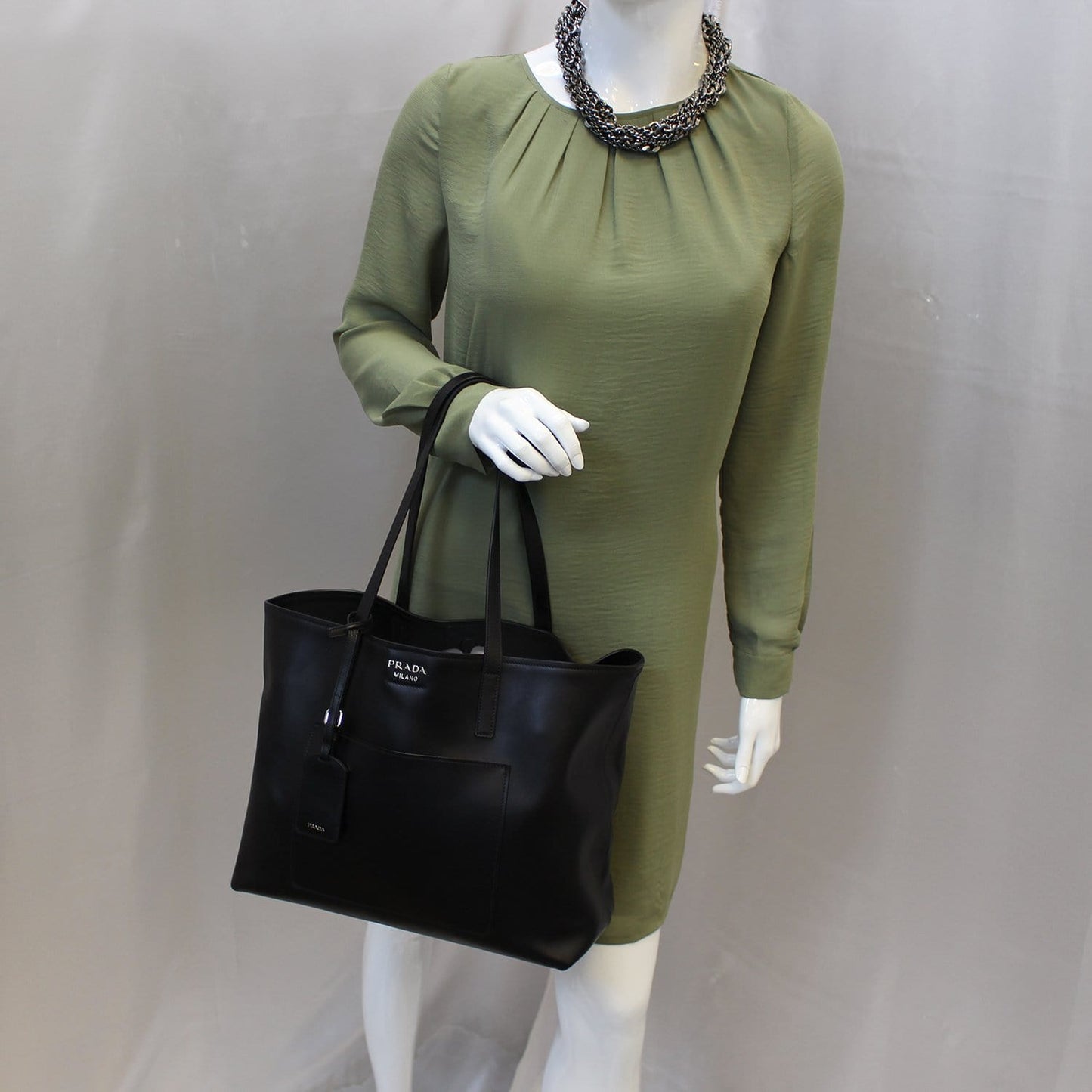 Prada City Calf Shopping Tote Shoulder Bag Leather Calf Leather Large