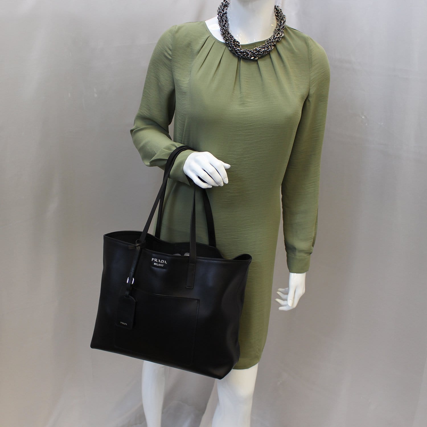 City Calf Shopping Tote Shoulder Bag Leather Large