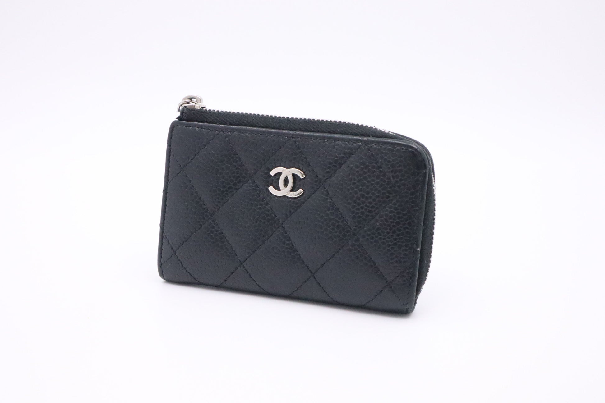 Chanel Card Caviar Black Leather Wallet Case