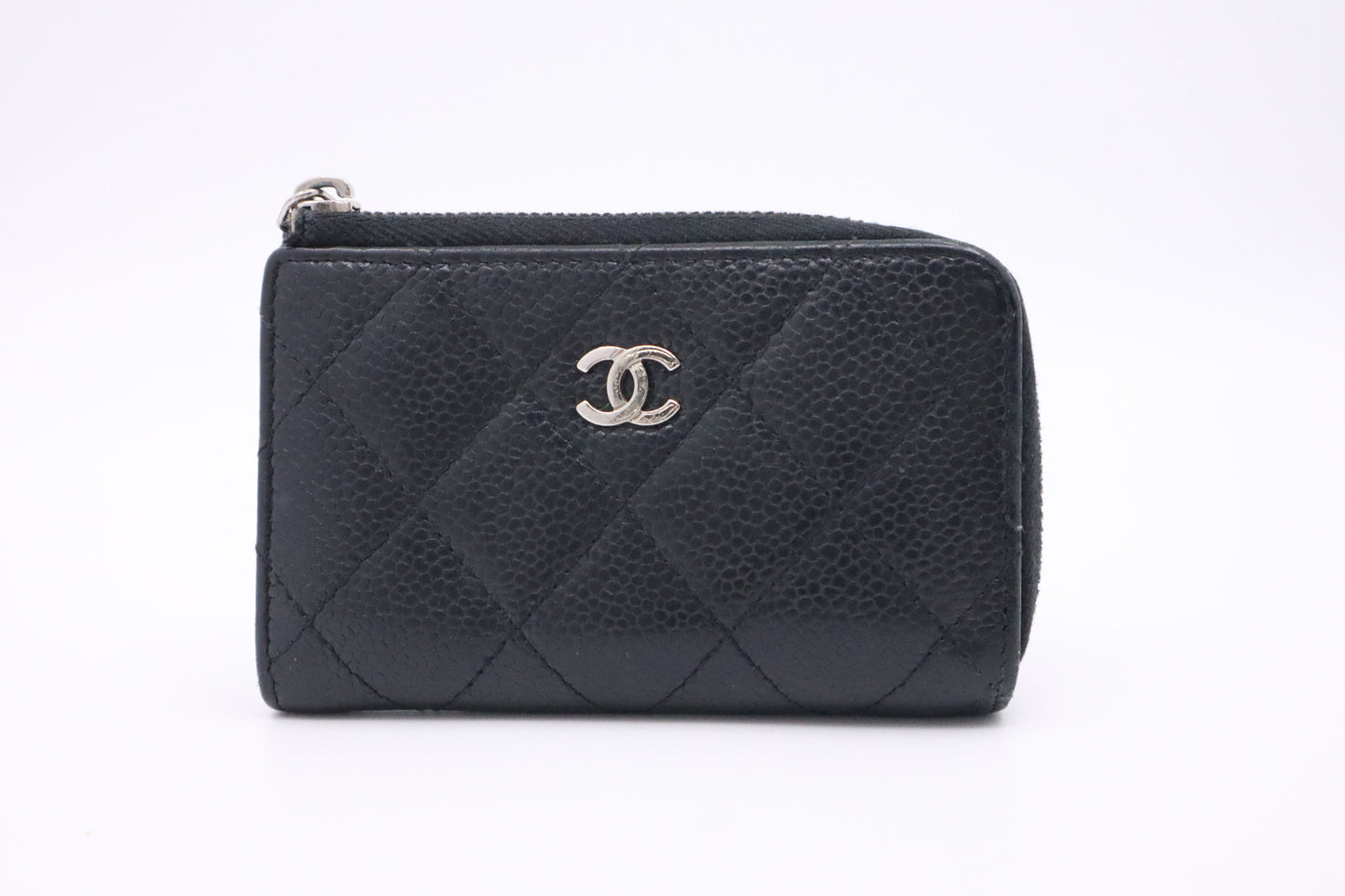 Chanel Card Caviar Black Leather Wallet Case
